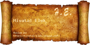 Hivatal Elek névjegykártya